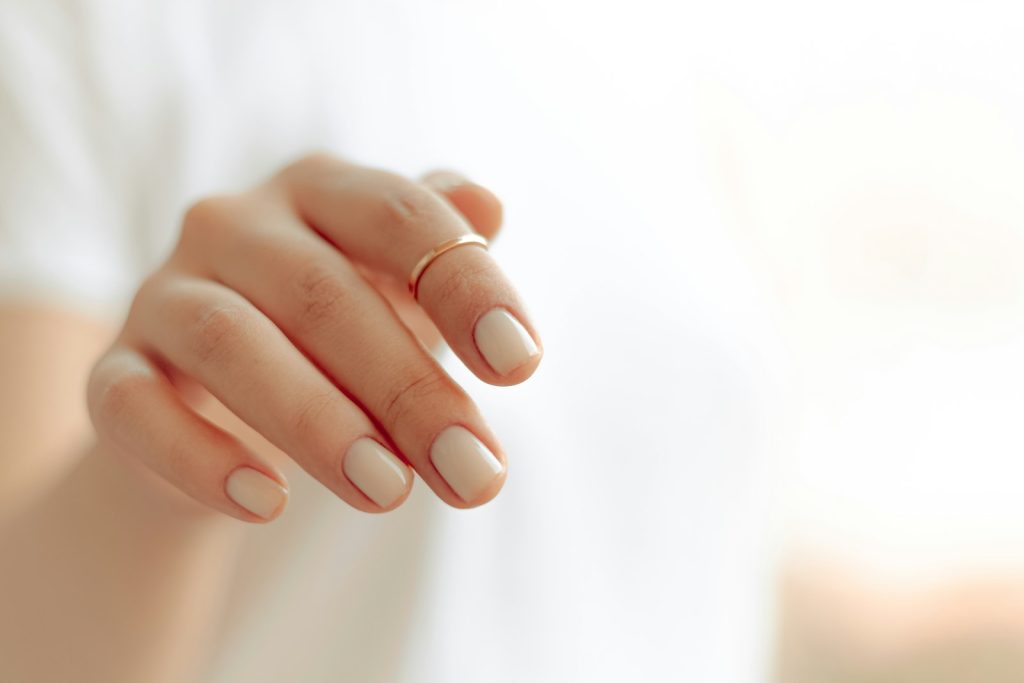 Milky white BIAB nails