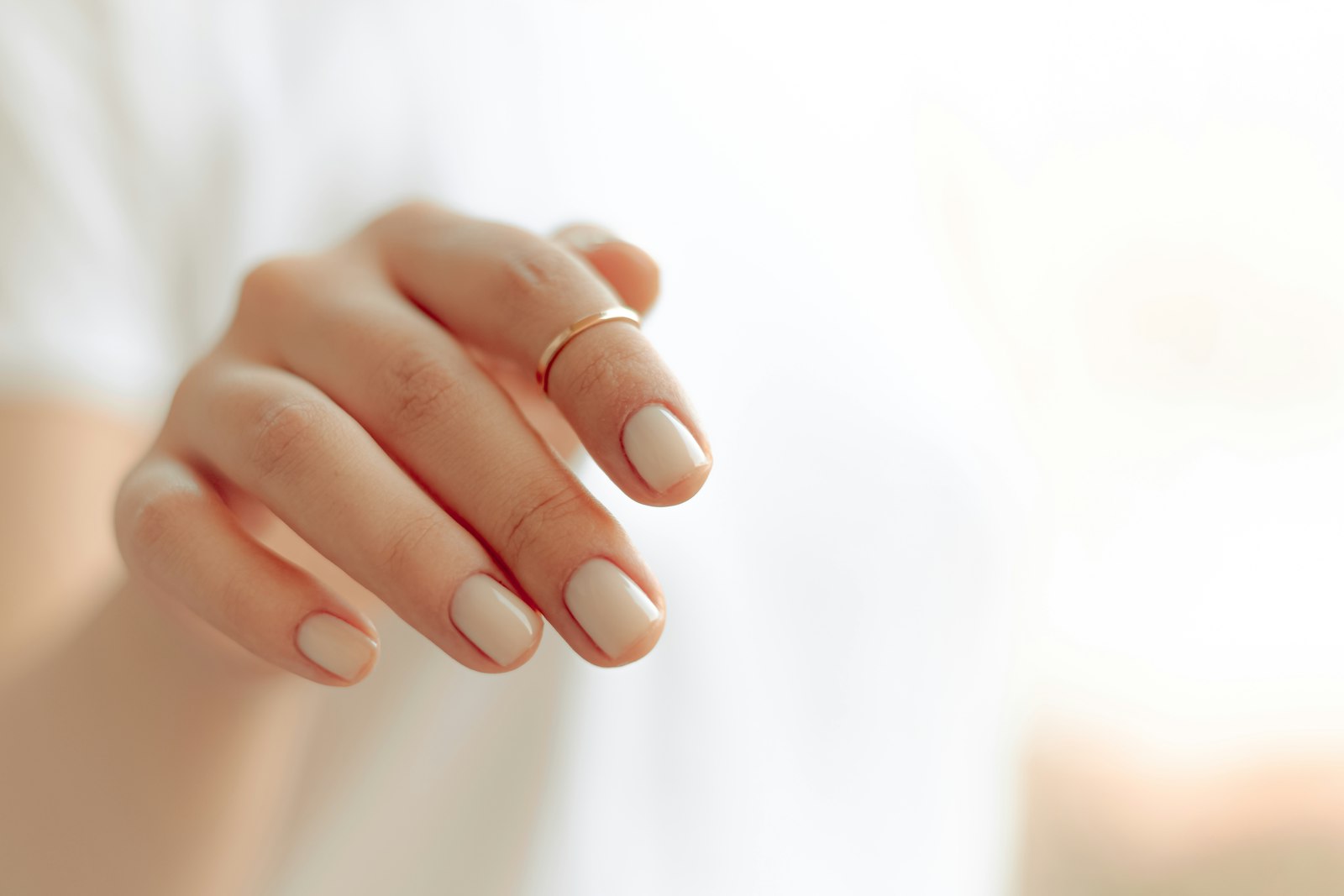 Milky white BIAB nails